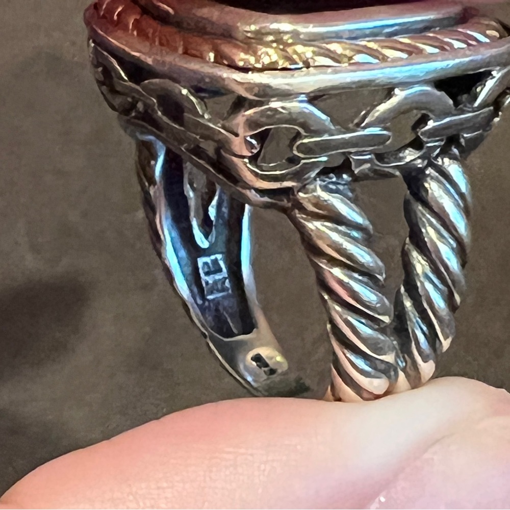 Onyx and Sterling Silver Ring with 14k Gold Accents - Picture 7 of 10